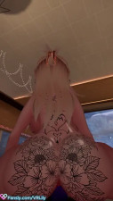 Goth slut riding dildo