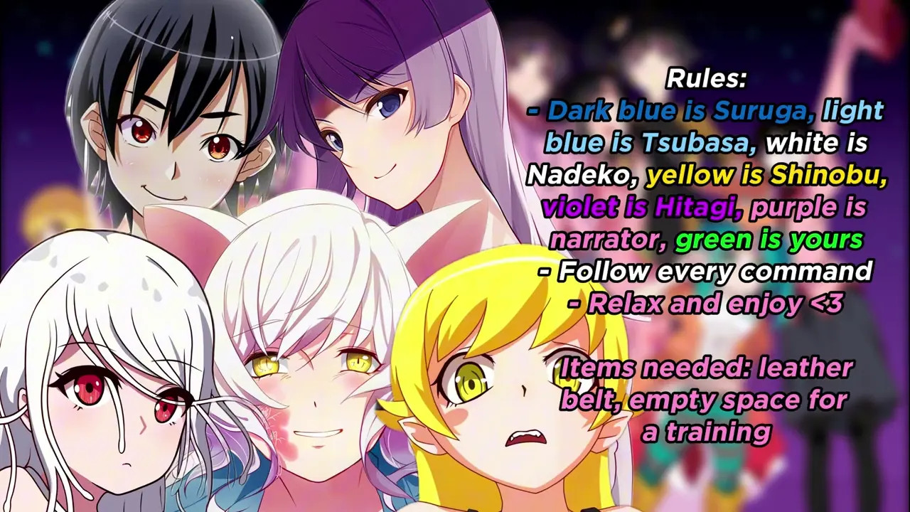 New Hentai: Complete 5 oddity exorcism stages with Monogatari girls (Joint JOI) - Stream & Download HD | rule34tv.com