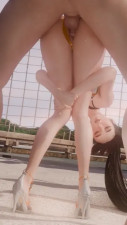 Eve bent over