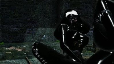 Masturbation in full latex