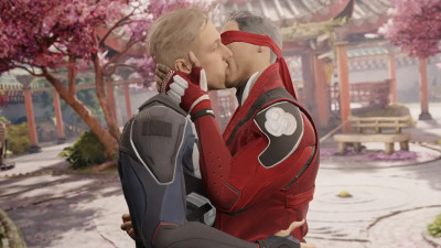 Kenshi and Johnny Cage tongue kissing