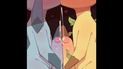 Glaceom and Leafeon frottage