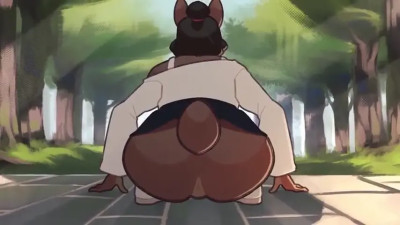 Futa furry showing her hindquarters