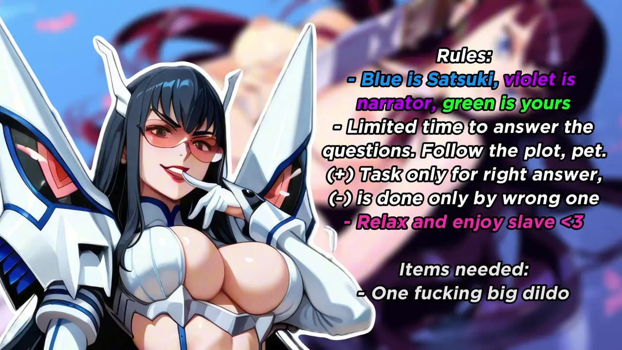 New Hentai: Satsuki Kiryuin grants orgasm only to clever students (Exam JOI) - Stream & Download HD | rule34tv.com